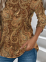 Jersey Paisley Casual Crew Neck T-Shirt