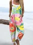 Women's H-Line Overall Square Neck Daily Going Out Casual Printing Floral Spring/Fall Long Jumpsuit Romper