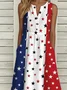 Loose Casual Notched Independence Day Dress