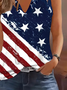 V Neck Cotton-Blend Vintage Independence Day Tank Top