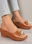 Pu Summer Simple Plain Slide Sandals