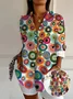 Women's Long Sleeve Shirt Spring/Fall As Picture Abstract Buckle Shirt Collar Daily Going Out Casual Top