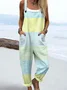 Women's H-Line Overall Square Neck Daily Going Out Casual Printing Striped Spring/Fall Long Jumpsuit Romper