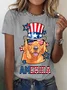 Golden Retriever American Flag Hat Glasses 4th of July Dog Cotton T-shirt