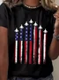 Jersey Crew Neck Casual Independence Day T-Shirt