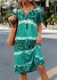 V Neck Casual Dress With No