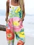 Women's H-Line Overall Square Neck Daily Going Out Casual Printing Floral Spring/Fall Long Jumpsuit Romper