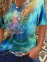 Women's Short Sleeve T-shirt Summer Blue Abstract Printing Crew Neck Daily Going Out Casual Top