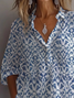 Women's Geometric Print Casual Button-Down Shirt