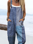 Women's H-Line Overall Square Neck Daily Going Out Casual Printing Striped Spring/Fall Long Jumpsuit Romper