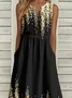 Casual Loose Buckle Notched Dress
