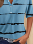 Women's Short Sleeve T-shirt Summer Blue Striped Printing Crew Neck Daily Going Out Casual Top