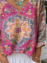 Jersey Casual Geometric V Neck T-Shirt