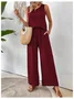 Vintage U-Neck Plain Loose Two-Piece Set