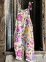 Regular Fit Spaghetti Floral Casual Jumpsuit