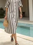 Cotton and linen women's resort shirt dress
