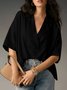 Women's Half Sleeve Shirt Summer Pink Plain Split Joint Shawl Collar Daily Going Out Casual Top