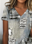 Loose V Neck Casual Jersey T-Shirt