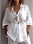 Casual Loose Botanical Pattern Shirt Collar Shirt