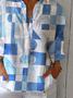 Casual Loose Shirt Collar Multicolor Block Shirt