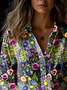 Loose Shirt Collar Casual Floral Shirt