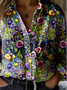 Loose Shirt Collar Casual Floral Shirt