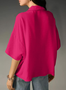 Women's Half Sleeve Shirt Summer Pink Plain Split Joint Shawl Collar Daily Going Out Casual Top