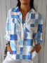 Casual Loose Shirt Collar Multicolor Block Shirt