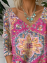 Jersey Casual Geometric V Neck T-Shirt