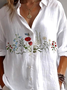 Casual Loose Botanical Pattern Shirt Collar Shirt
