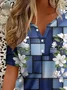 Women's Short Sleeve T-shirt Summer Blue Faux Denim Print Graphic Printing Crew Neck Daily Going Out Casual Top