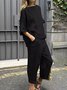 Crew Neck Loose Linen Blend Casual Two-Piece Set