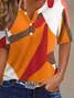 Women's Short Sleeve T-shirt Summer Orange Abstract Printing Crew Neck Daily Going Out Casual Top