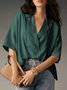 Women's Half Sleeve Shirt Summer Pink Plain Split Joint Shawl Collar Daily Going Out Casual Top