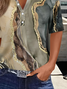 Women's Short Sleeve T-shirt Summer Brown Abstract Printing Crew Neck Daily Going Out Casual Top