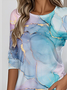 Casual Jersey Crew Neck Abstract T-Shirt