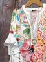 V Neck Casual Cotton Regular Fit Blouse
