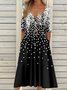 Casual Vintage Button Mid Sleeve Dress