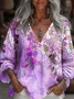 Print Casual V Neck Long Sleeve T-Shirt