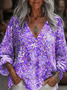 Print Casual V Neck Long Sleeve T-Shirt
