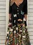 Casual Vintage Button Mid Sleeve Dress