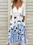 Casual Vintage Button Mid Sleeve Dress