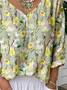 Jersey V Neck Floral Vintage T-Shirt