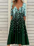 Casual Vintage Button Mid Sleeve Dress