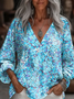 Print Casual V Neck Long Sleeve T-Shirt