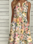 Casual Floral Notched Dress With No