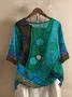 Women's Short Sleeve T-shirt Summer Green Geometric V Neck Daily Going Out Casual Top