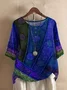 Women's Short Sleeve T-shirt Summer Green Geometric V Neck Daily Going Out Casual Top