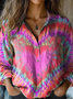 Women's Retro Colorful Heart Tie-dye Print Shirt