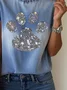 Print Casual Round Neck Short Sleeve T-Shirt